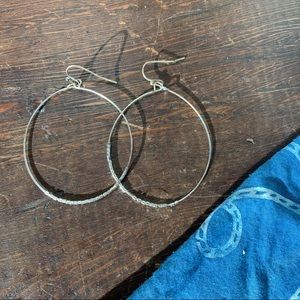 Beaded silver hoop dangle earrings